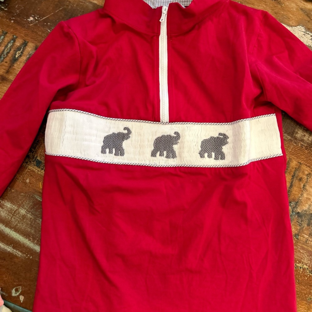 Elephant smocked half zip